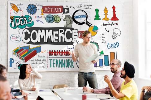 Illustration of professionals networking on LinkedIn screens showing strategies for b2b lead generation on linkedin, highlighting profile optimization, outreach, and business connections for effective lead generation.